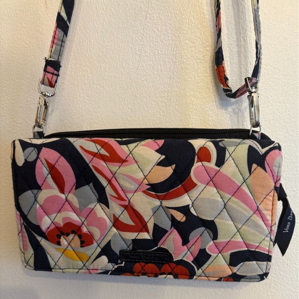 Vera‎ Bradley Handbag Built in Wallet Mod Paisley Blue Floral